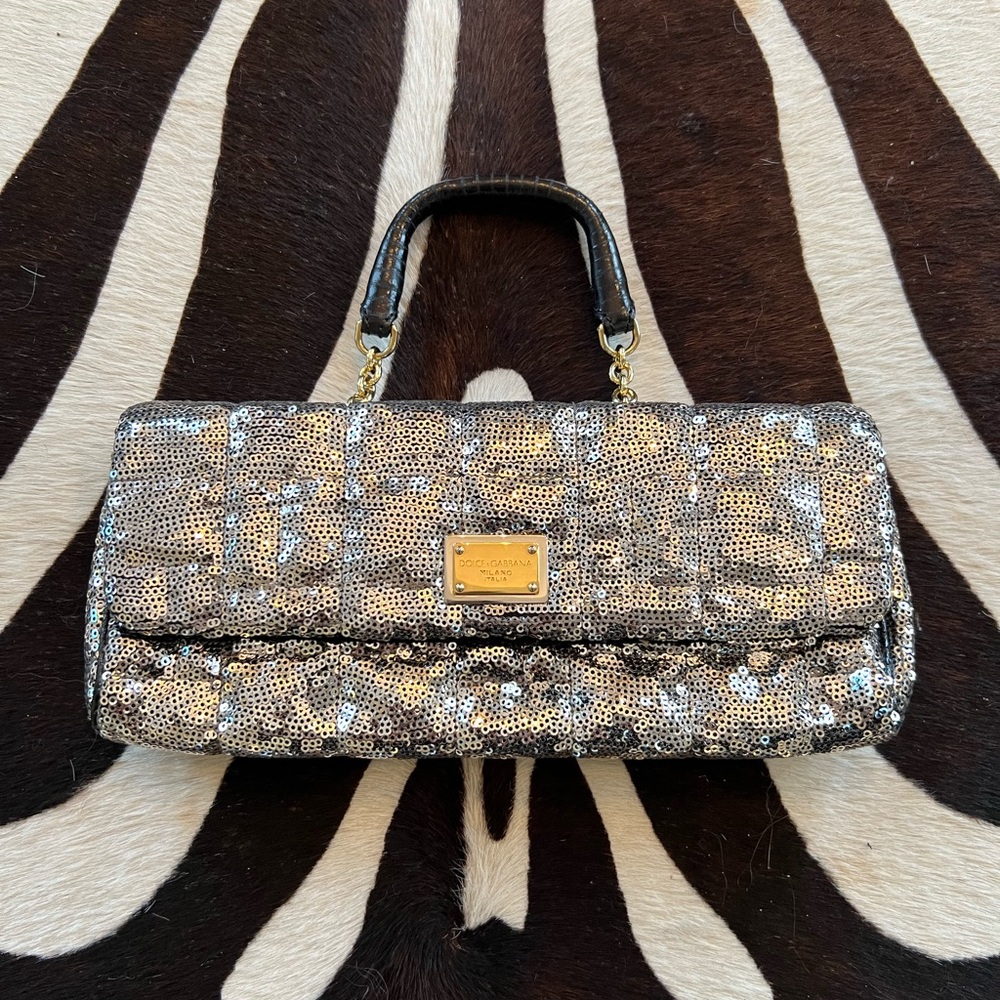 Dolce & Gabbana Silver Sequin Evening Bag